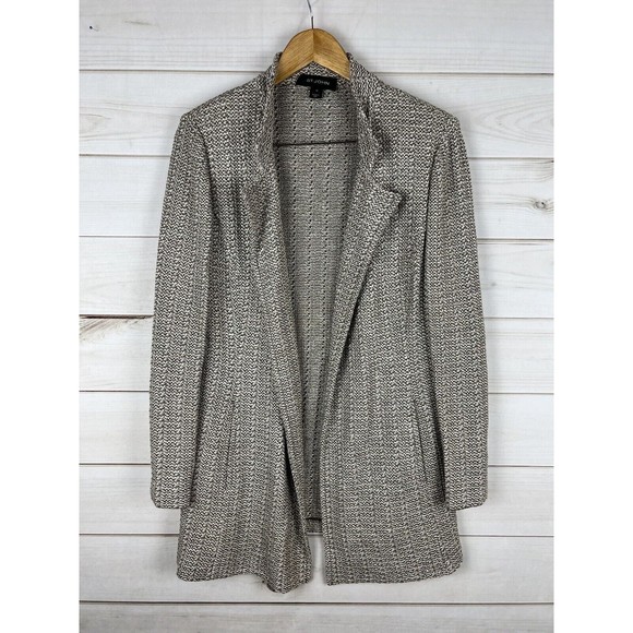 St. John Jackets & Blazers - St. John Blazer Womens 10 Brown White Knit Pockets Sweater Open Jacket